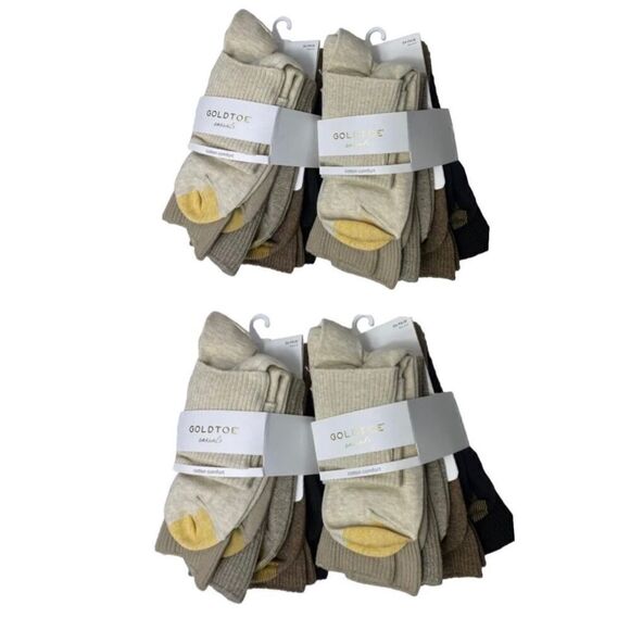 GOLD TOE Women Multi-Brown 6 Pair Turn Cuff Casual Socks Size 6-9 - 4 Packs of 6 - Picture 1 of 11
